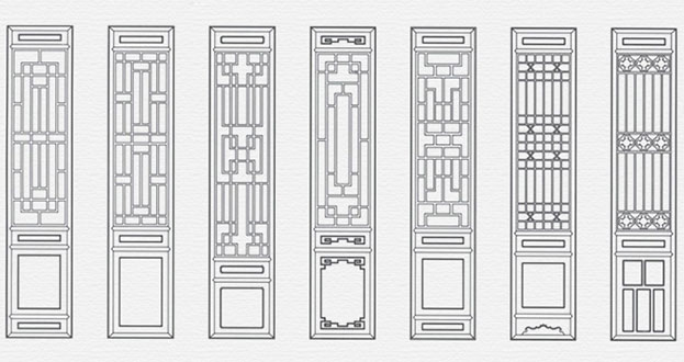 梁河常用中式仿古花窗图案隔断设计图